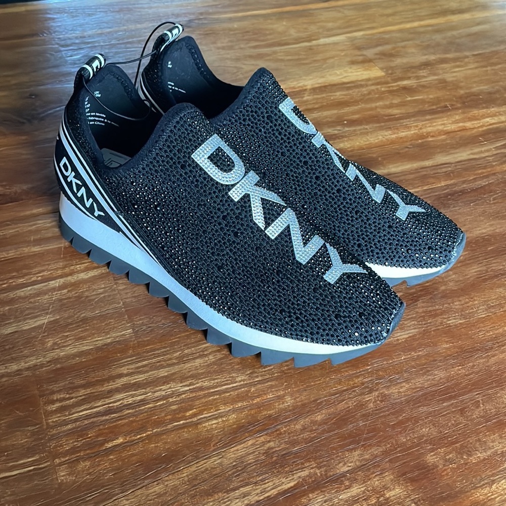 Black rhinestone DKNY sneaker shoes